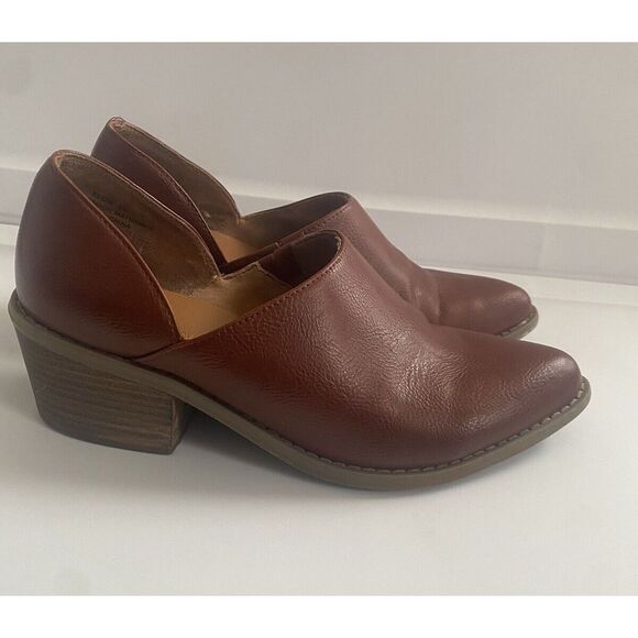 Cynthia Rowley Ankle Boots Cognac Color Eddie Slip-ons Block Heels Size 9 - Picture 8 of 15